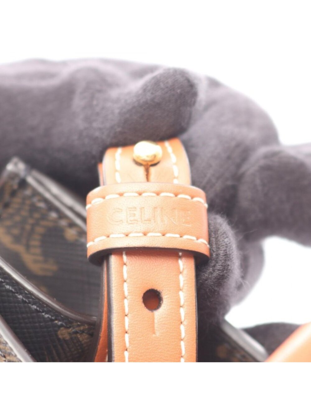 Celine Seri Tote Smo Ruba Tikalcaba 2-Way Black Brown Co Ting Canvas Leather - Picture 4 of 5